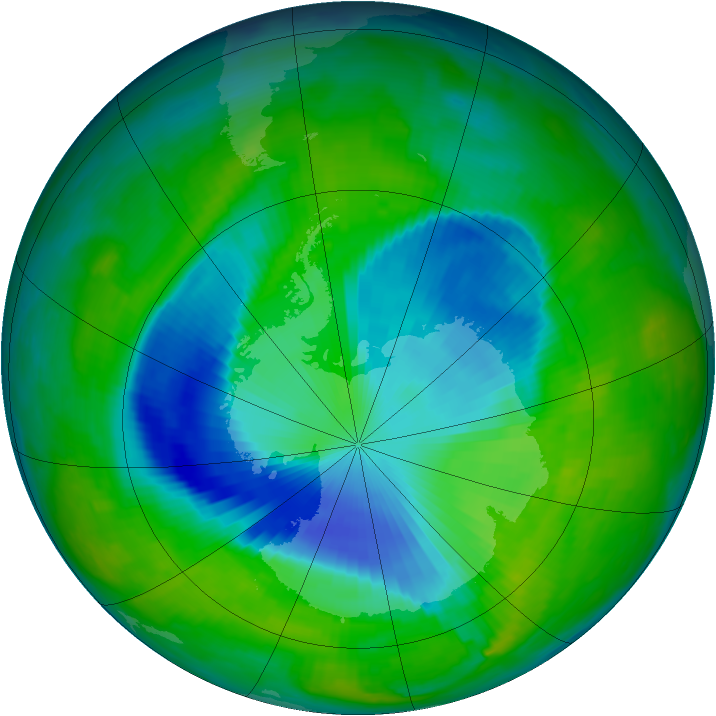 Antarctic ozone map for 22 November 1997